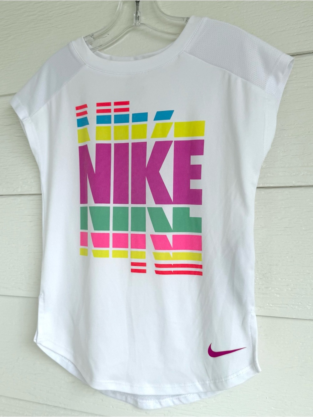 SET Nike Athletic Rainbow Logo Tee Black Pink Side Stripe Pants Girls Size 4-5 - Picture 4 of 15